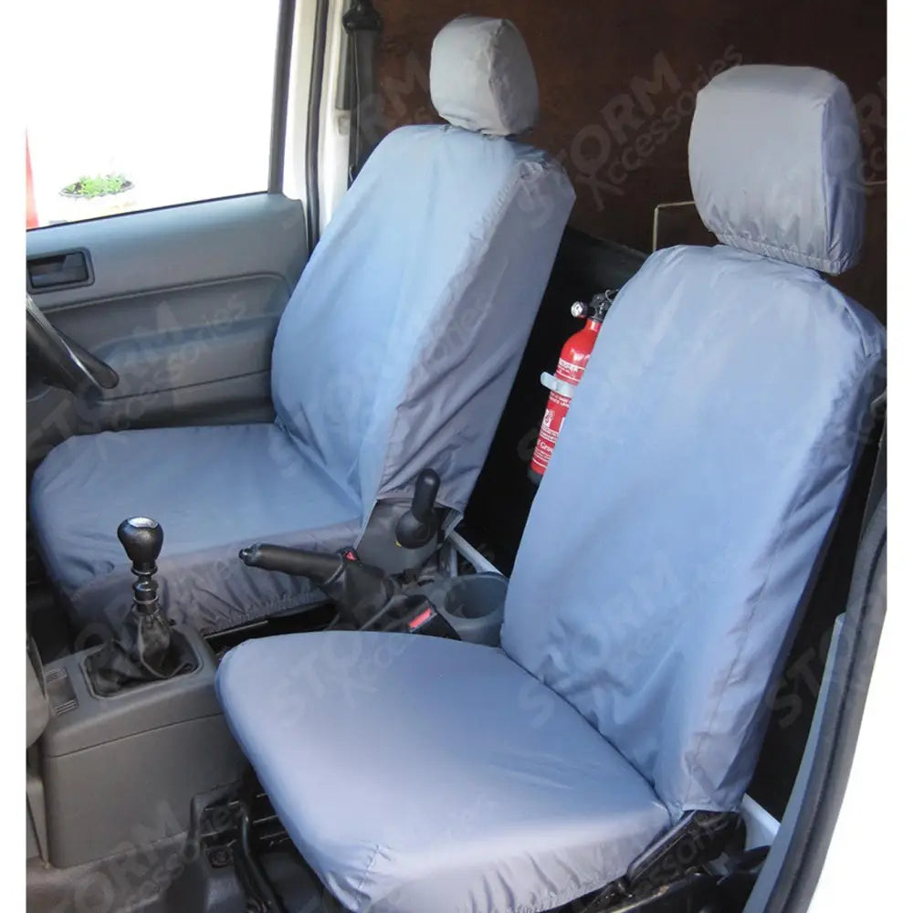 Driver Seat (No Armrest) And Passenger Seat Covers Pair Grey For Ford Transit Connect 2002-2014