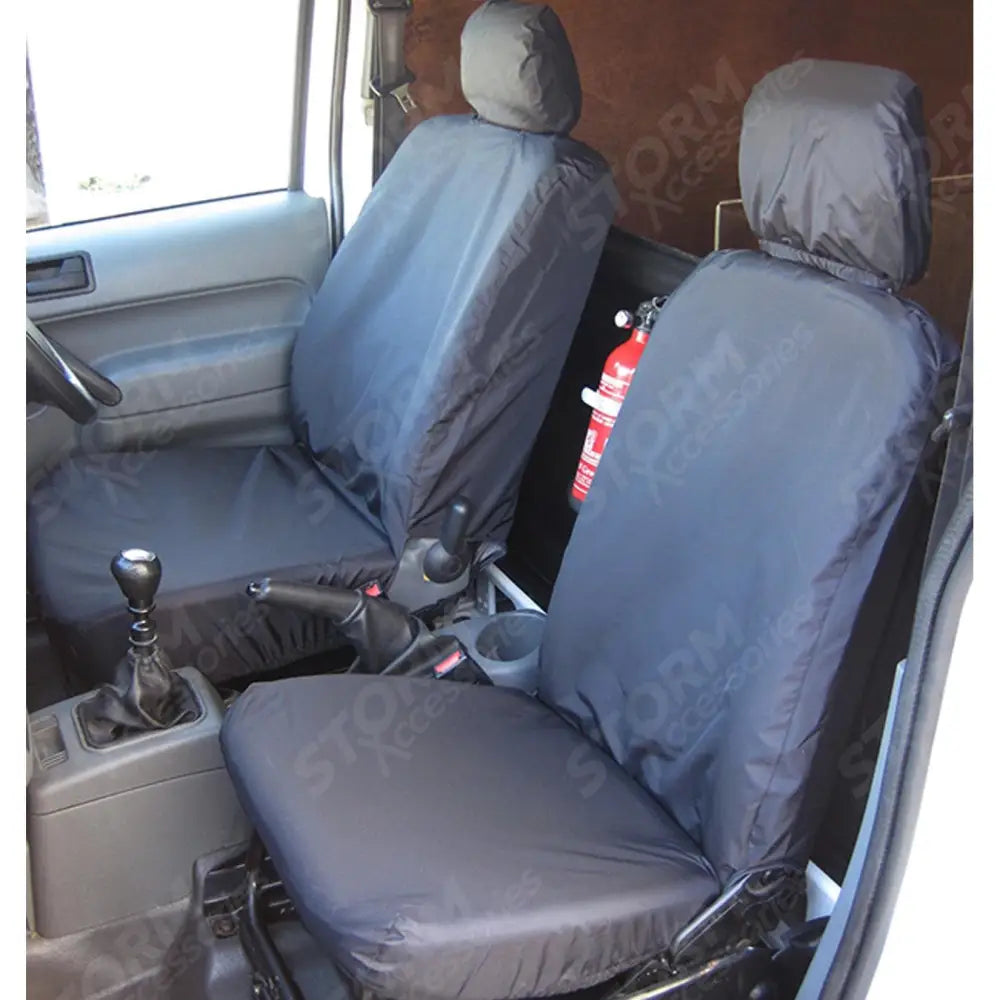 Driver Seat (With Armrest) And Passenger Seat Covers Pair Black For Ford Transit Connect 2002-2014