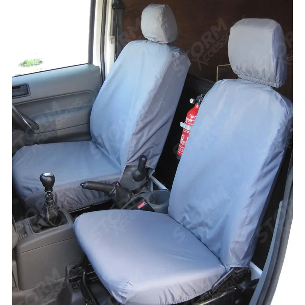 Driver Seat (With Armrest) And Passenger Seat Covers Pair Grey For Ford Transit Connect 2002-2014