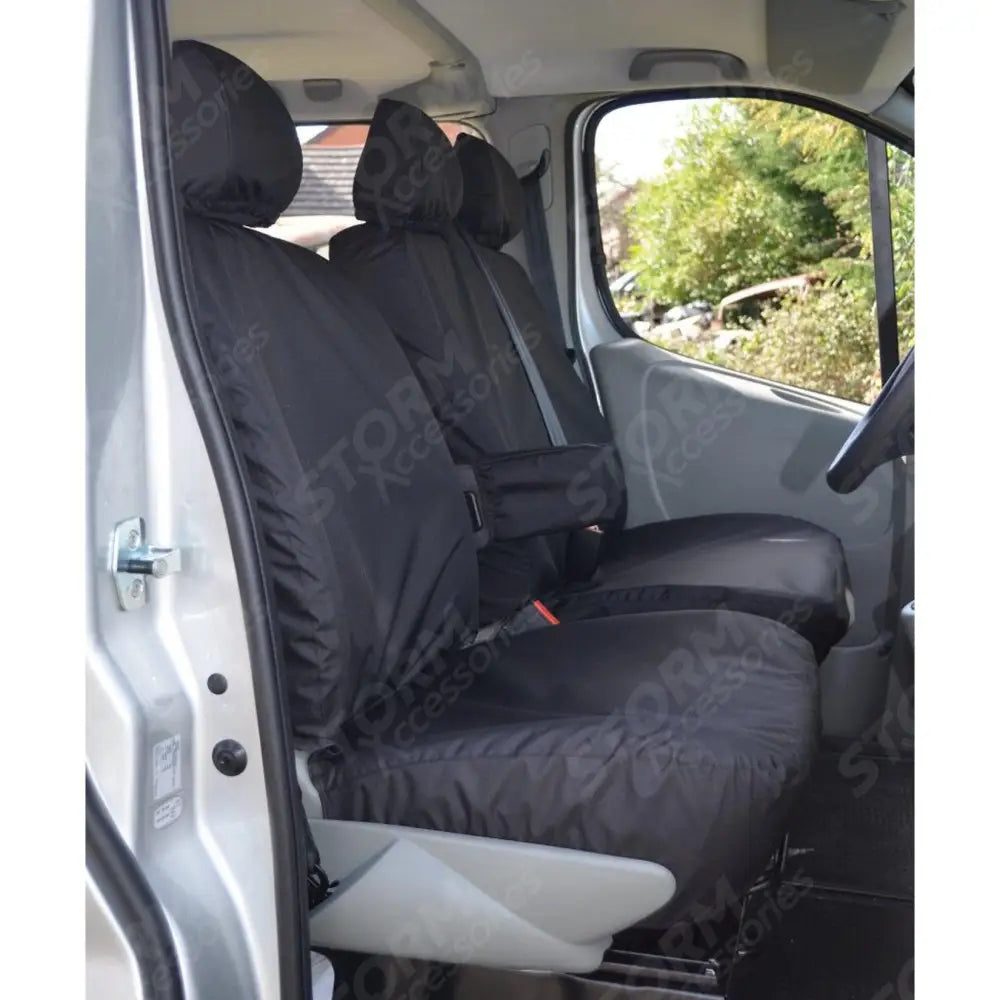 Driver (With Armrest) Double Passenger Seat Covers Black For Renault Trafic 2006-2014