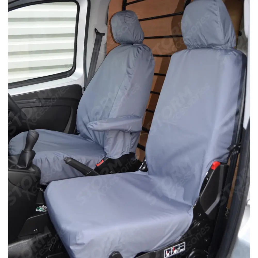 Driver’s Seat And Folding Passenger Seat Covers Pair Grey For Citroen Nemo 2008 On