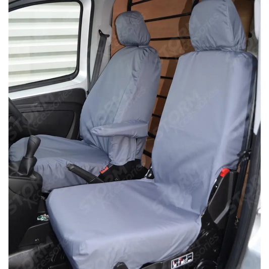 Driver’s Seat And Folding Passenger Seat Covers Pair Grey For Citroen Nemo 2008 On