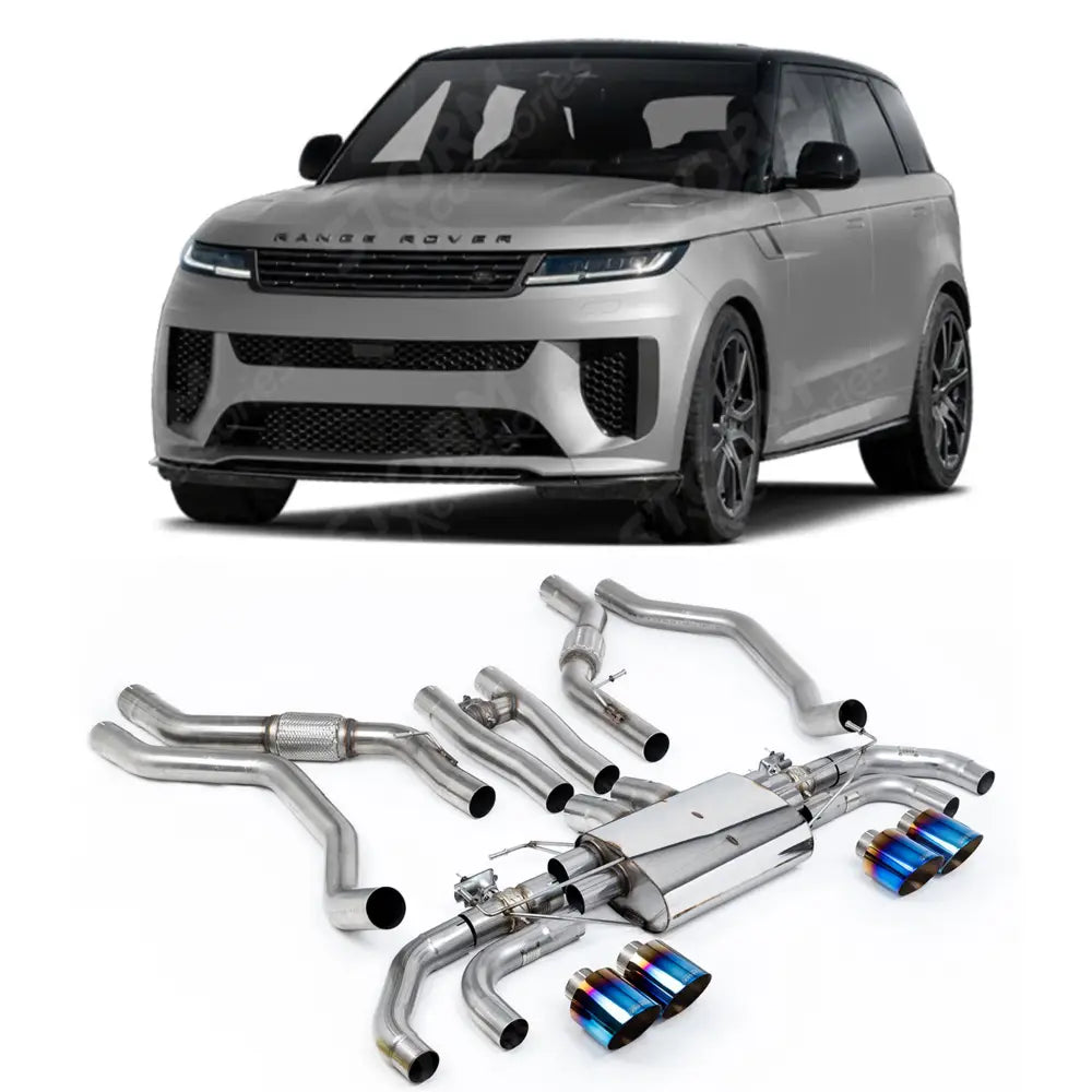 Exhaust System For Range Rover Sport SV L461 2023+ - SV 4.4 V8 Milltek Sport Cat Back Burnt Blue Titanium Tips