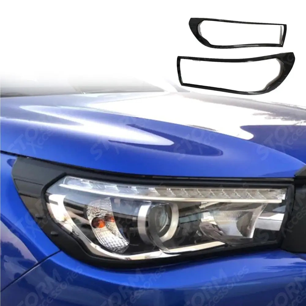 Facelift Stx Head Light Guards Matte Black For Toyota Hilux 2016 - 2020
