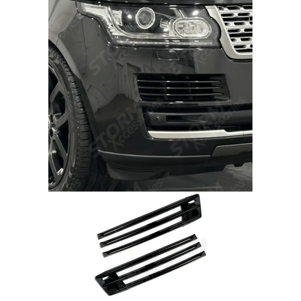 Fog Lamp Blade Cover In Gloss Black Pair For Range Rover Vogue 2018-2022