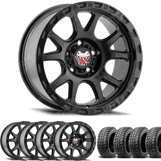 Ford Ranger 2012+ & 2023+ 18" Wheel & Tyre Package Mamba M27 With Radar MT Tyres