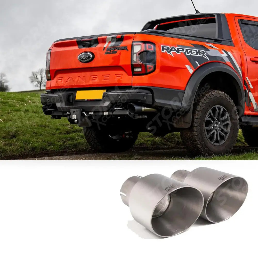 Ford Ranger Raptor 2023 on 3.0 V6 Twin Turbo Milltek Sport Cat Back Exhaust System GT-115 Brushed Titanium
