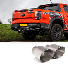 Ford Ranger Raptor 2023 on 3.0 V6 Twin Turbo Milltek Sport Cat Back Exhaust System GT-115 Brushed Titanium