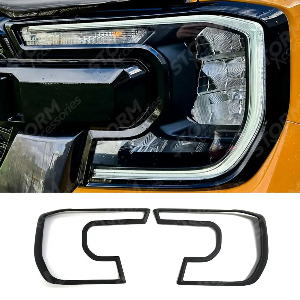 Ford Ranger & Raptor T9 2023 On - Stx Head Light Covers Wildtrak / Raptor Gloss Black - Pair