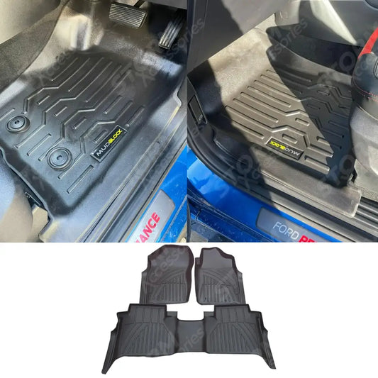 Ford Ranger & Raptor & Vw Amarok 2023 On - 3d Tailored Mud Mats - Black - Mudblock 1000
