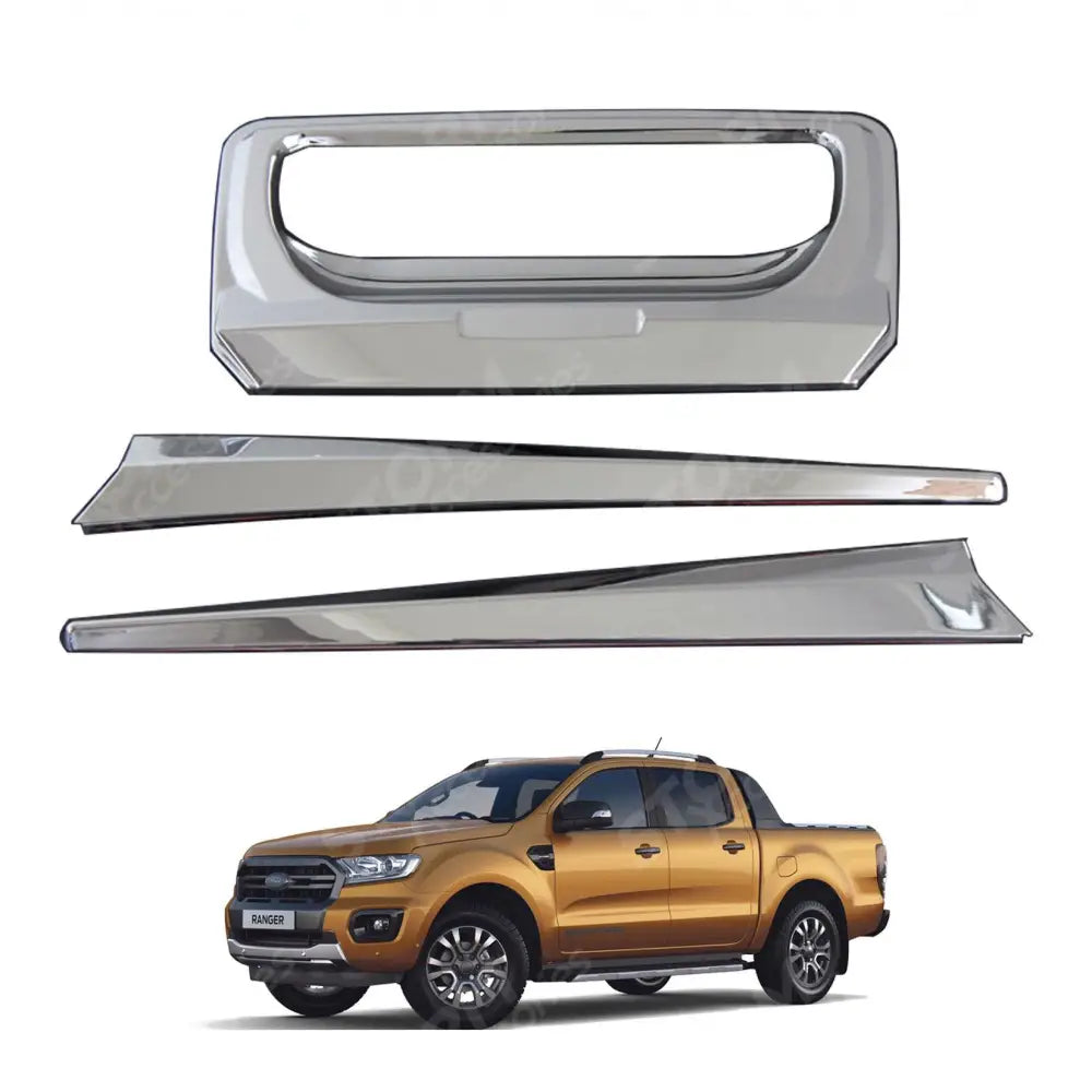 Ford Ranger T6 2012-2022- Rear Tailgate Door Handle Surround Trim - Cover - Chrome