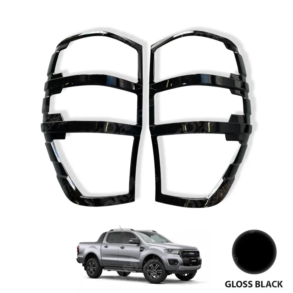 Ford Ranger T6 2012-2022 Stx Tail Light Guards - Gloss Black - Pair