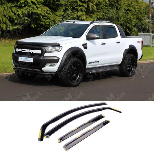 Ford Ranger T6 2012-2022- Stx Wind Deflectors 4 Pcs Set - Internal Set - Dark Smoke - W141