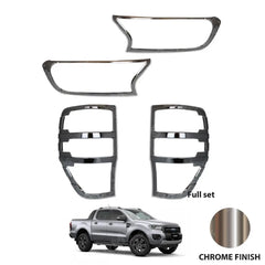 Ford Ranger T6 2016-2022- Stx Head Light And Tail Light Guards - Chrome