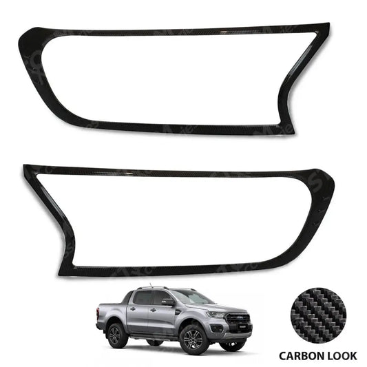 Ford Ranger T6 2016-2022- Stx Head Light Guards Pair - Carbon Fibre Look