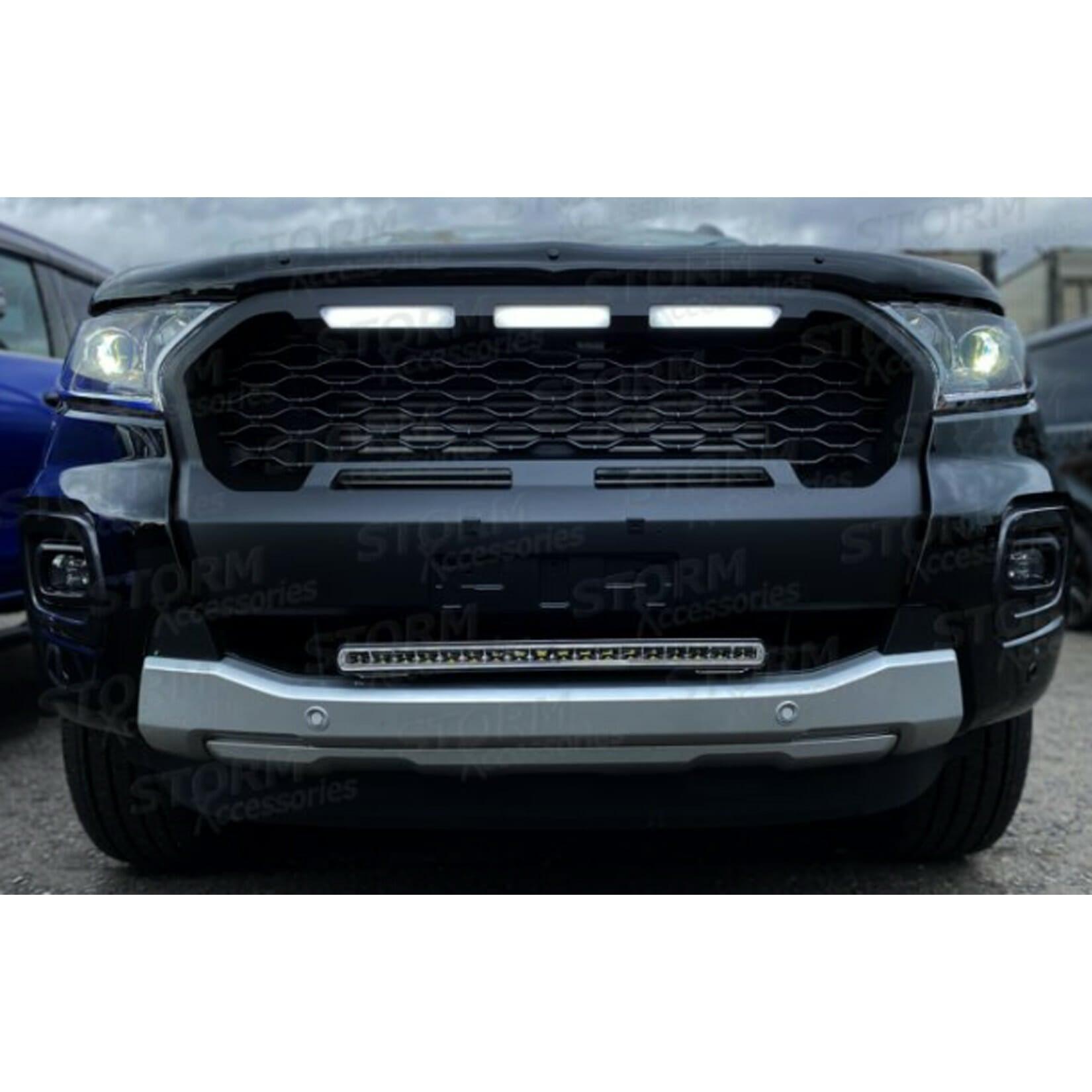 FORD RANGER T6 2019-2022– WILDTRAK REPLACEMENT LED GRILL – MESH – BLACK - Storm Xccessories2