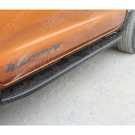 Ford Ranger T6 Double Cab Shark Side Steps In Black - Pair