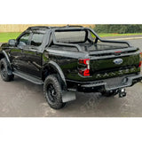 Ford Ranger T9 2023 On Double Cab Standard Auto Ridgeback Roll Top Cover & Ridgeback Roll Bar In Black