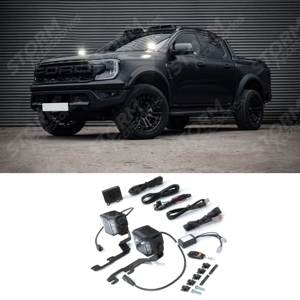 Ford Ranger T9 2023+ Stealth LED Twin 4" Dark Force Bonnet Kit - 16,800 Lumens