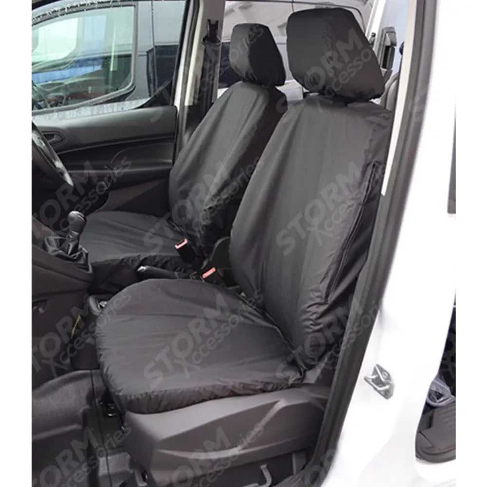 Ford Transit Connect Van 2018 On Front Single Pair Without Armrest Seat Covers - Black
