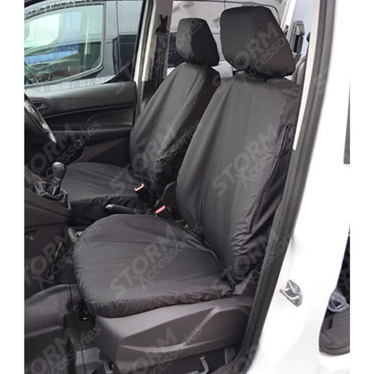 Ford Transit Connect Van 2018 On Front Single Pair Without Armrest Seat Covers - Black