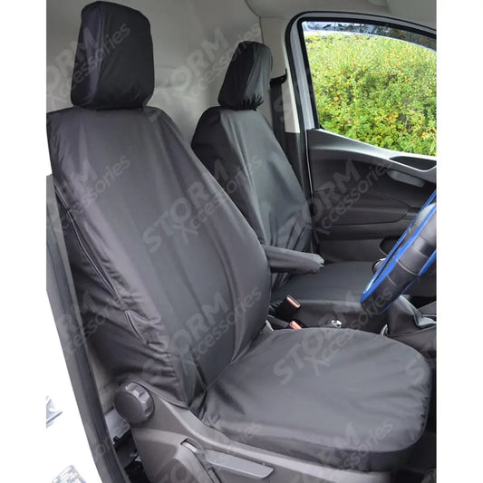 Ford Transit Courier Van 2014 - 2023 - Driver And Folding Passenger Seat Covers - Pair - Black