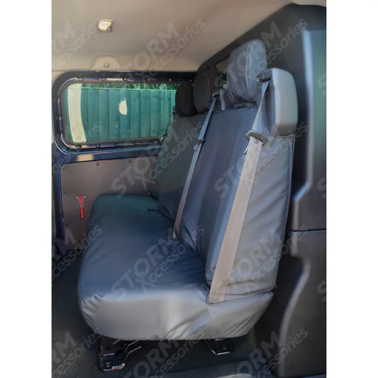 Ford Transit Custom 2023+ Black Rear 3-Seater Bench Seat Cover