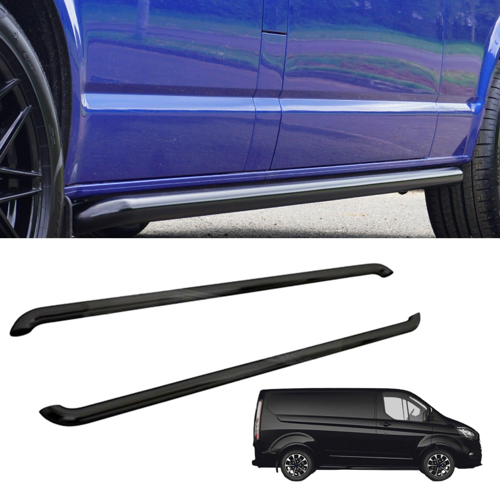 Ford Transit Custom Lwb 2018-2023 2.4 Inch Gloss Black Oe Style Sportline Side Bars - Pair