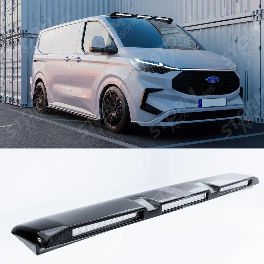 Ford Transit Custom MK2 2024 on Luminex Roof Light Pod With Amber Strobe Gloss Black