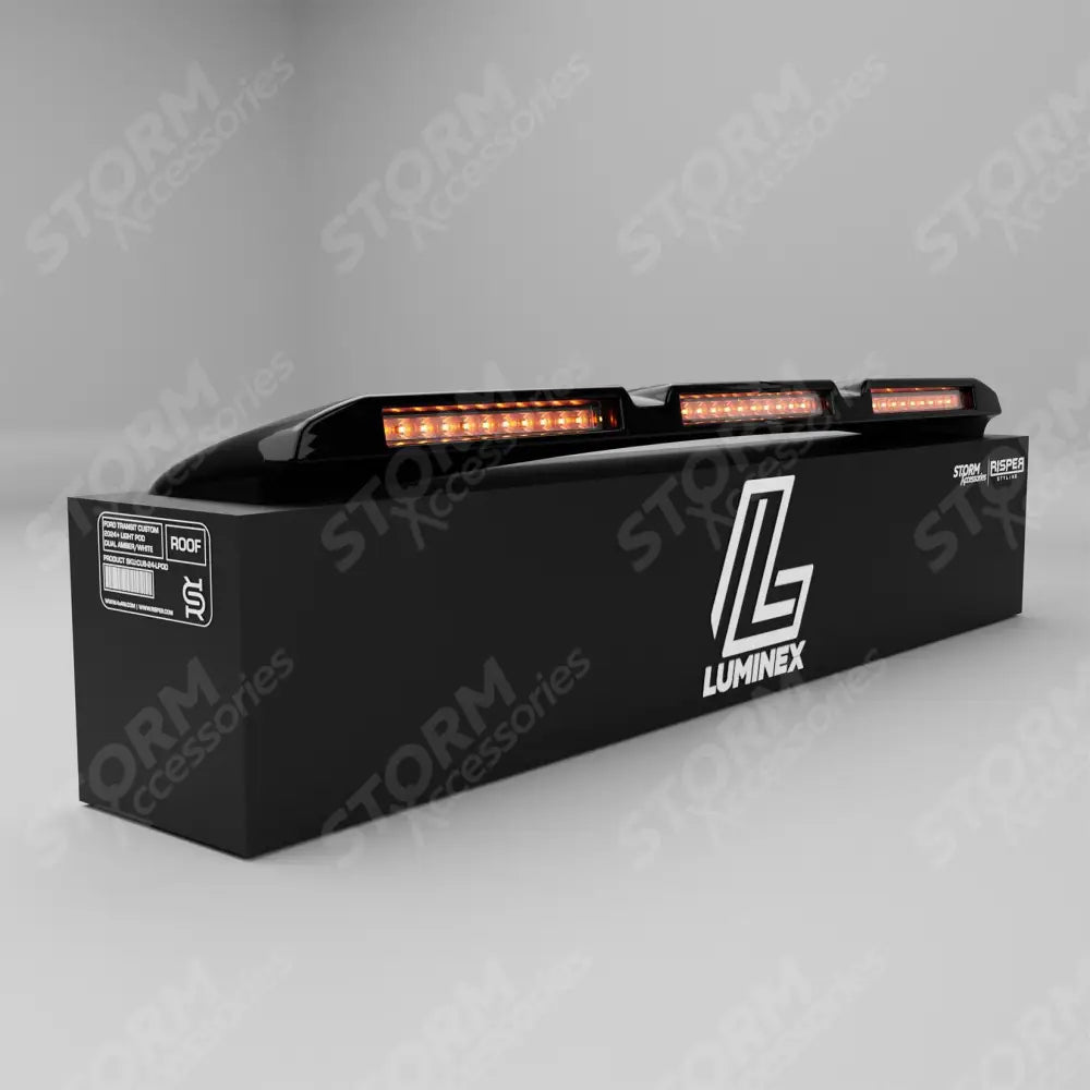 Ford Transit Custom MK2 2024 on Luminex Roof Light Pod With Amber Strobe Gloss Black