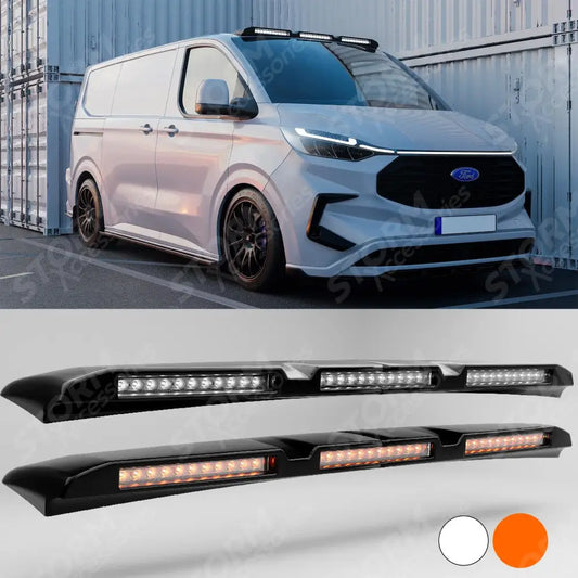 Ford Transit Custom MK2 2024 on Luminex Roof Light Pod With Amber Strobe Gloss Black