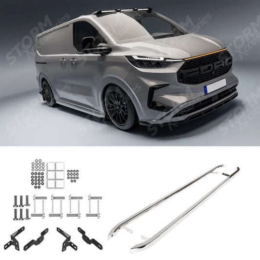Ford Transit Custom MK2 SWB 2024 On Trapezoid Side Bars In Stainless Steel