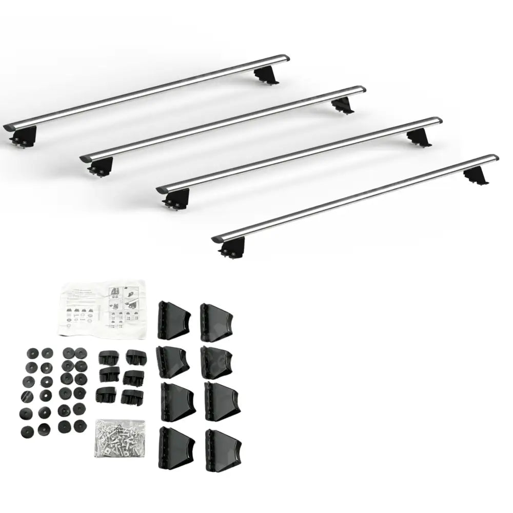 Ford Transit MK8 2014 on - Ridgerack Roof Rack Rails V2 - 4 Bars Style In Silver