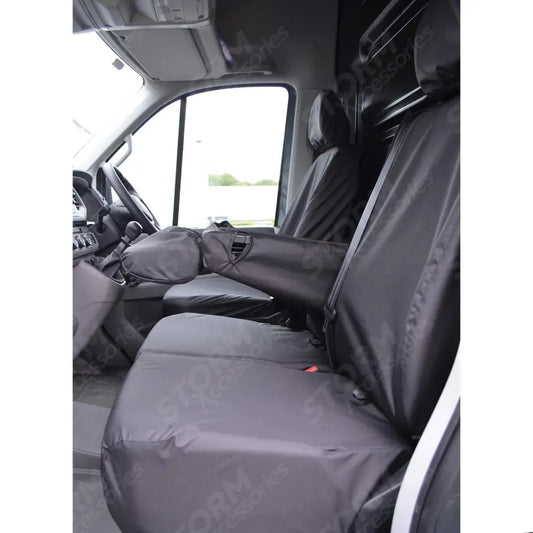 Front 3 Folding Middle Seat Covers in Black - No Armrests - For Man TGE 2017+