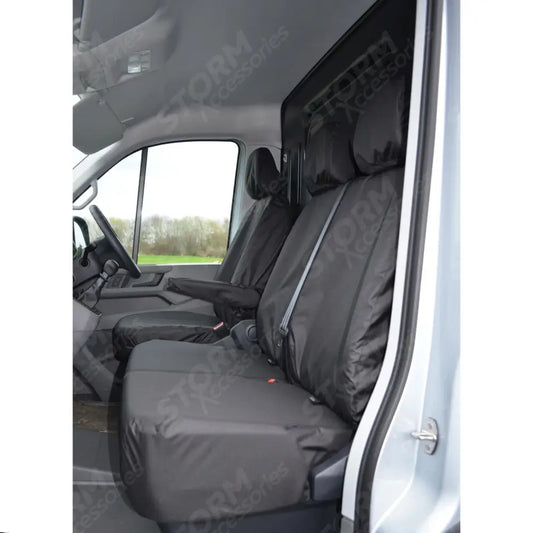 Front 3 Non Folding Seat Covers in Black No Armrests For Man TGE 2017+