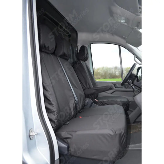 Front 3 Non Folding Seat Covers in Black Two Armrests For Man TGE 2017+
