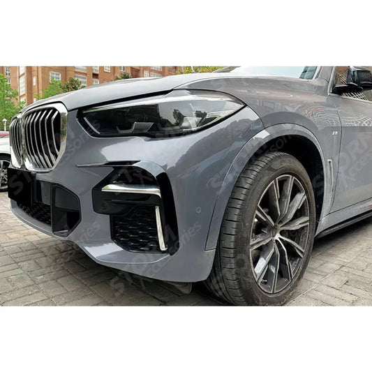 Front Bumper Canards In Gloss Black For BMW X5 G05 (PRE LCI) M Sport 2019-2022
