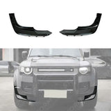 Front Bumper Lower Wide Body Canards In Gloss Black For Land Rover Defender L663 90 / 110 / 130 2020 On
