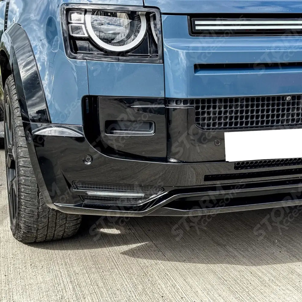 Front Bumper Splitter In Gloss Black For Land Rover Defender L663 90 / 110 / 130 2020 On