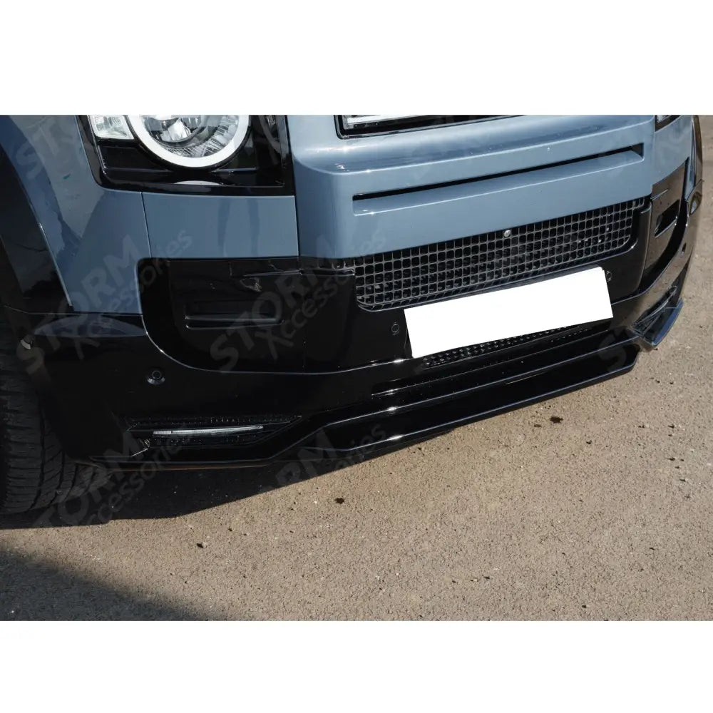 Front Bumper Splitter In Gloss Black For Land Rover Defender L663 90 / 110 / 130 2020 On