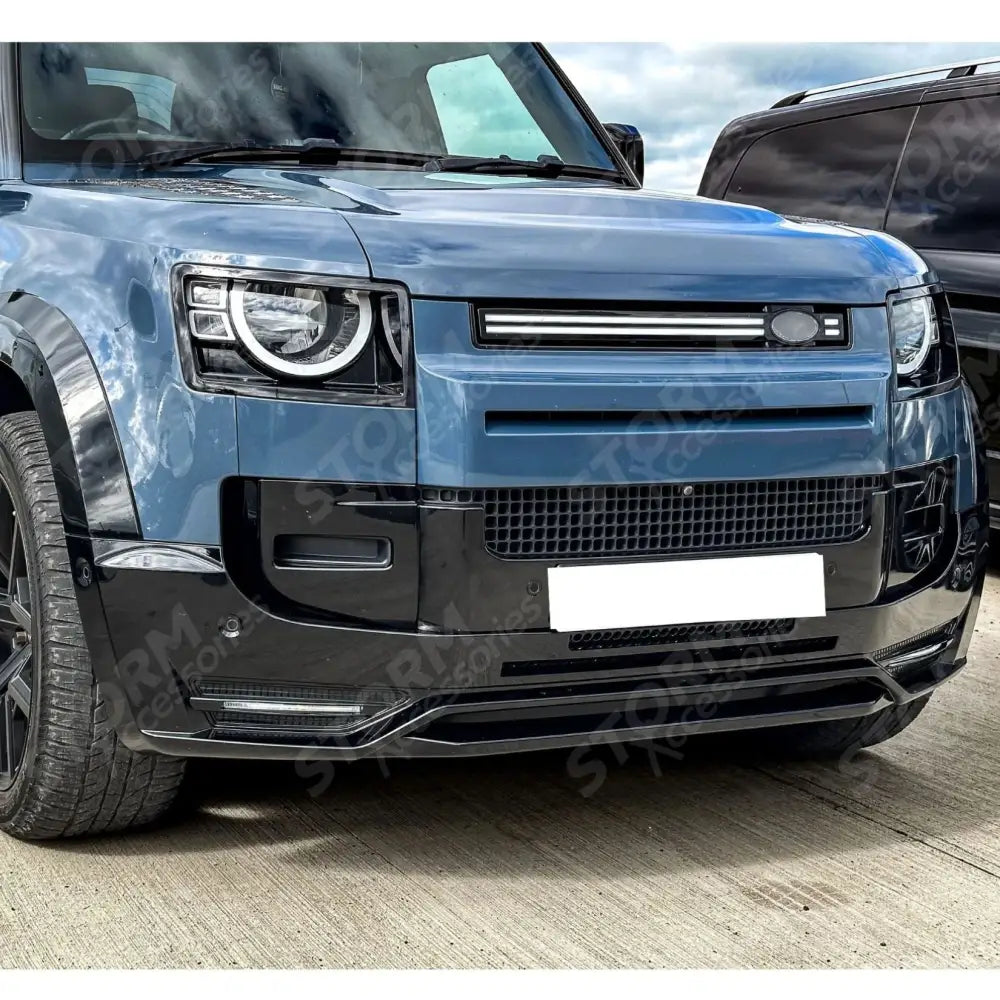 Front Bumper Splitter In Gloss Black For Land Rover Defender L663 90 / 110 / 130 2020 On