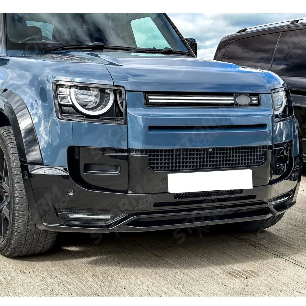 Front Bumper Splitter In Gloss Black For Land Rover Defender L663 90 / 110 / 130 2020 On