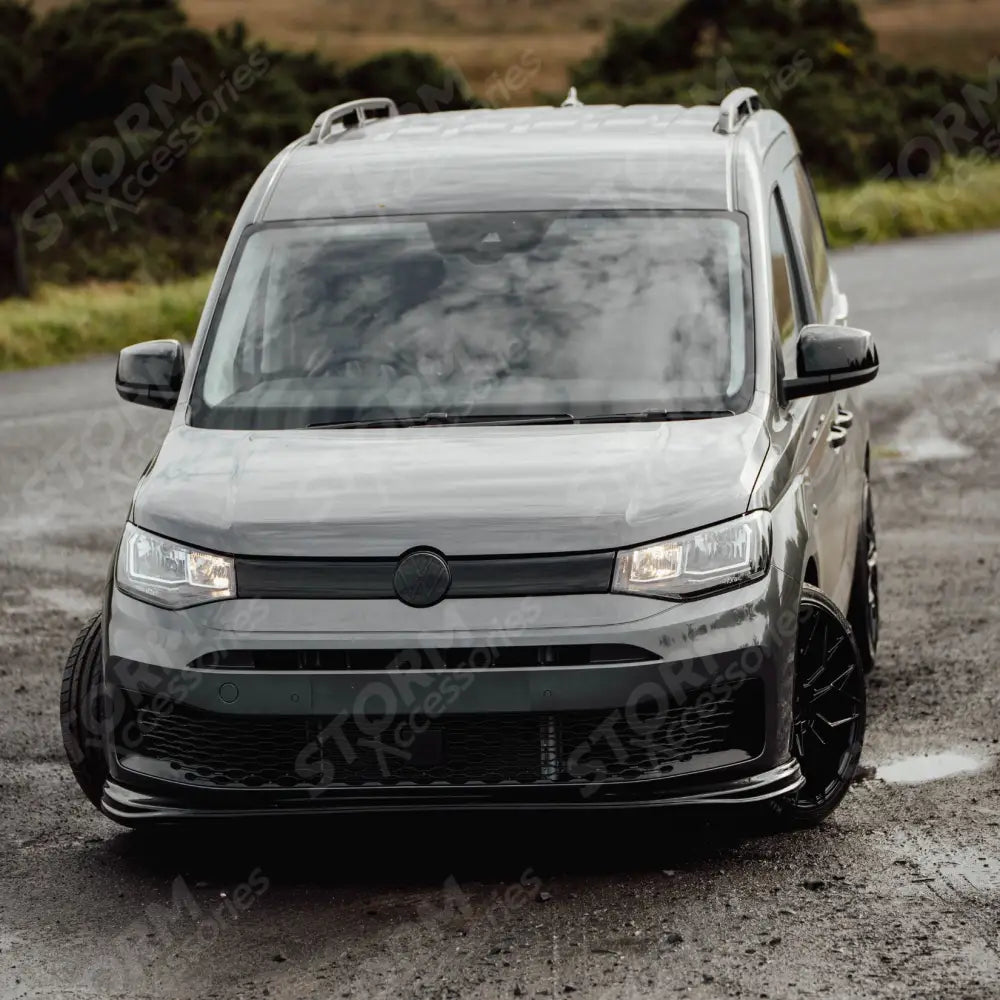 Front Bumper Spoiler Splitter Lip Gloss Black For Vw Caddy 2021 On