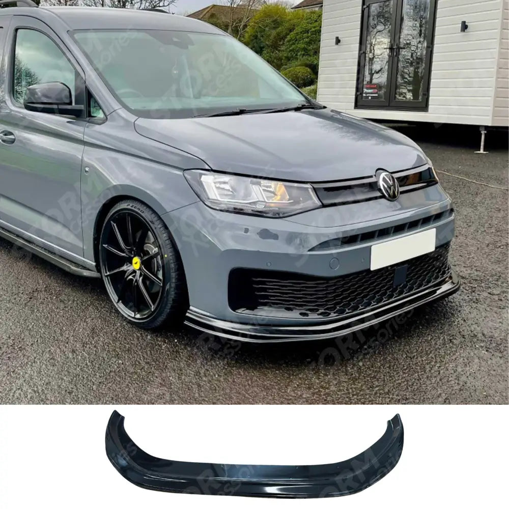 Front Bumper Spoiler Splitter Lip Gloss Black For Vw Caddy 2021 On