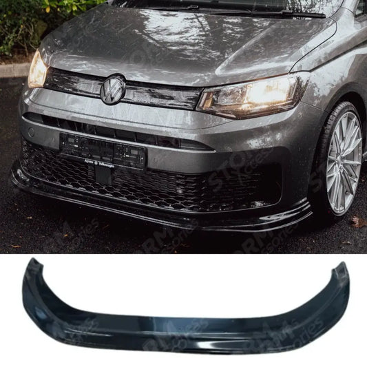 Front Bumper Spoiler Splitter Lip Gloss Black For Vw Caddy 2021 On