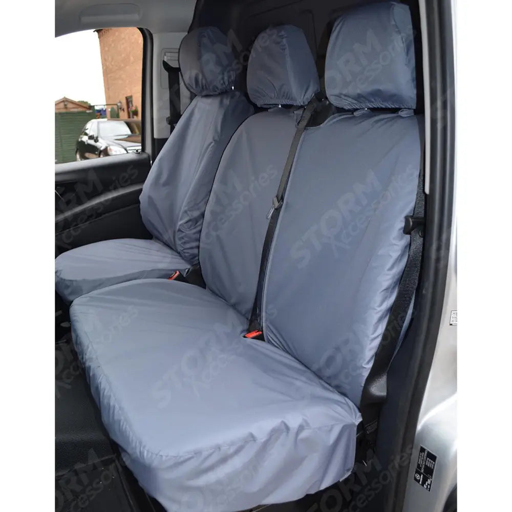 Front Driver And Double Passenger Seat Covers Grey For Mercedes Vito 2003-2015
