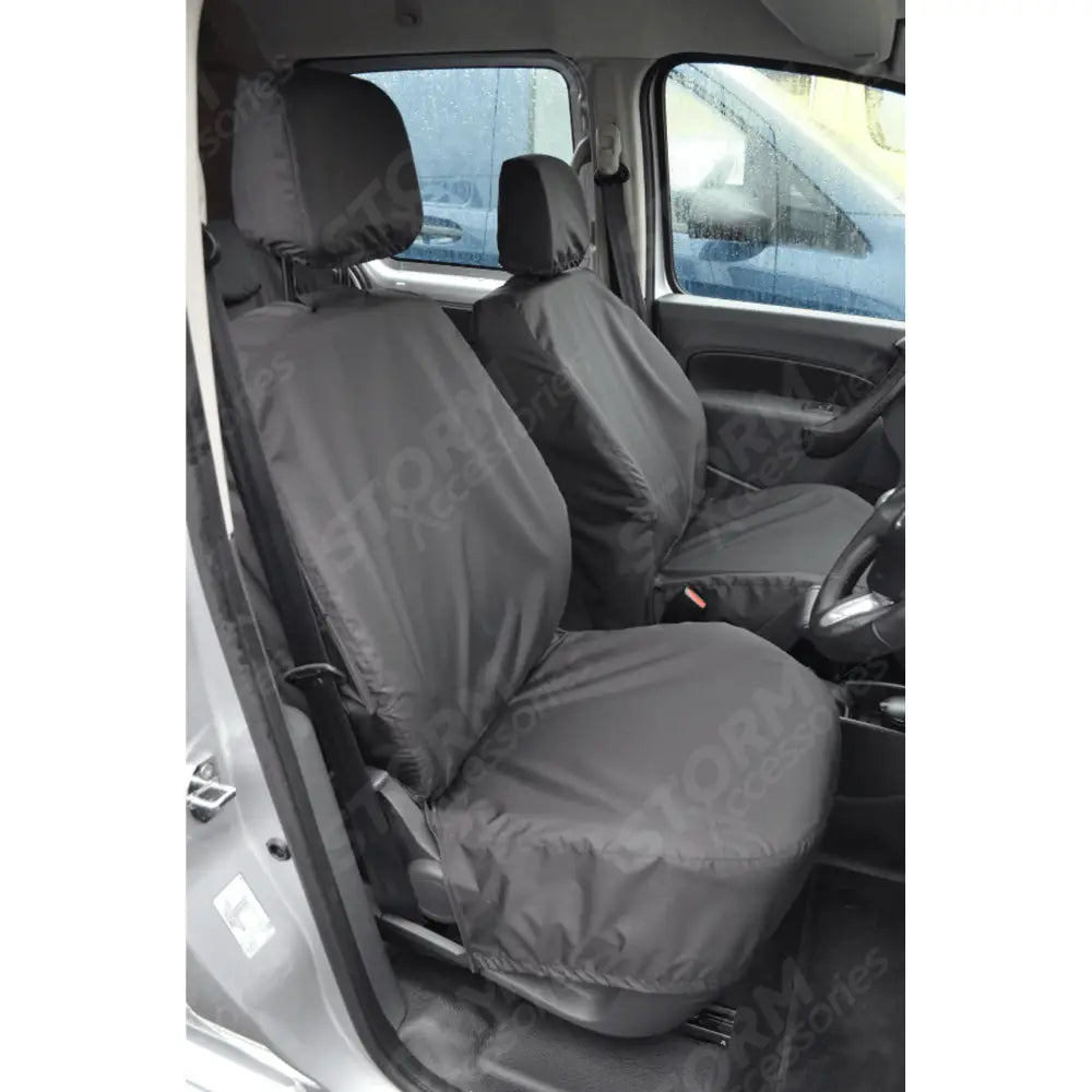 Front Driver And Non-folding Passenger Seat Covers Black For Mercedes Citan 2013 On