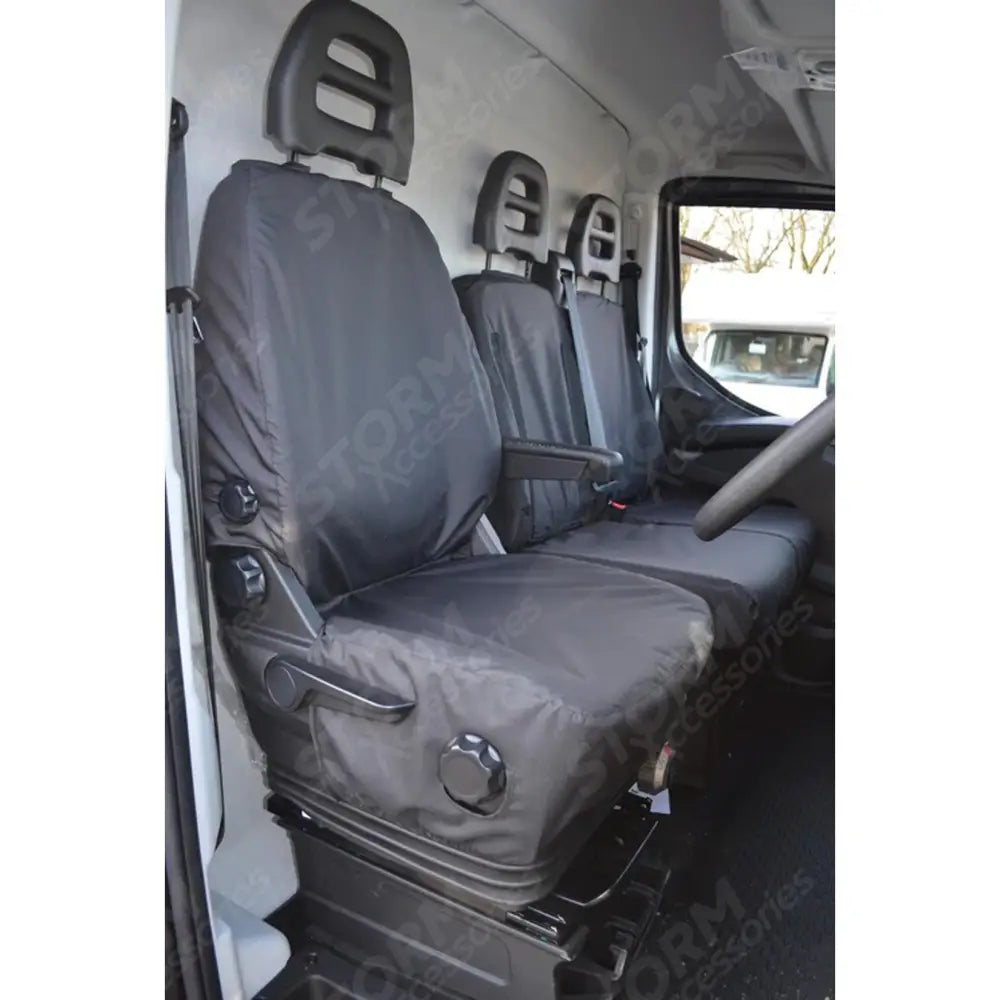 Front Driver And Passenger Seat Covers Black For Iveco Daily 2014-2022