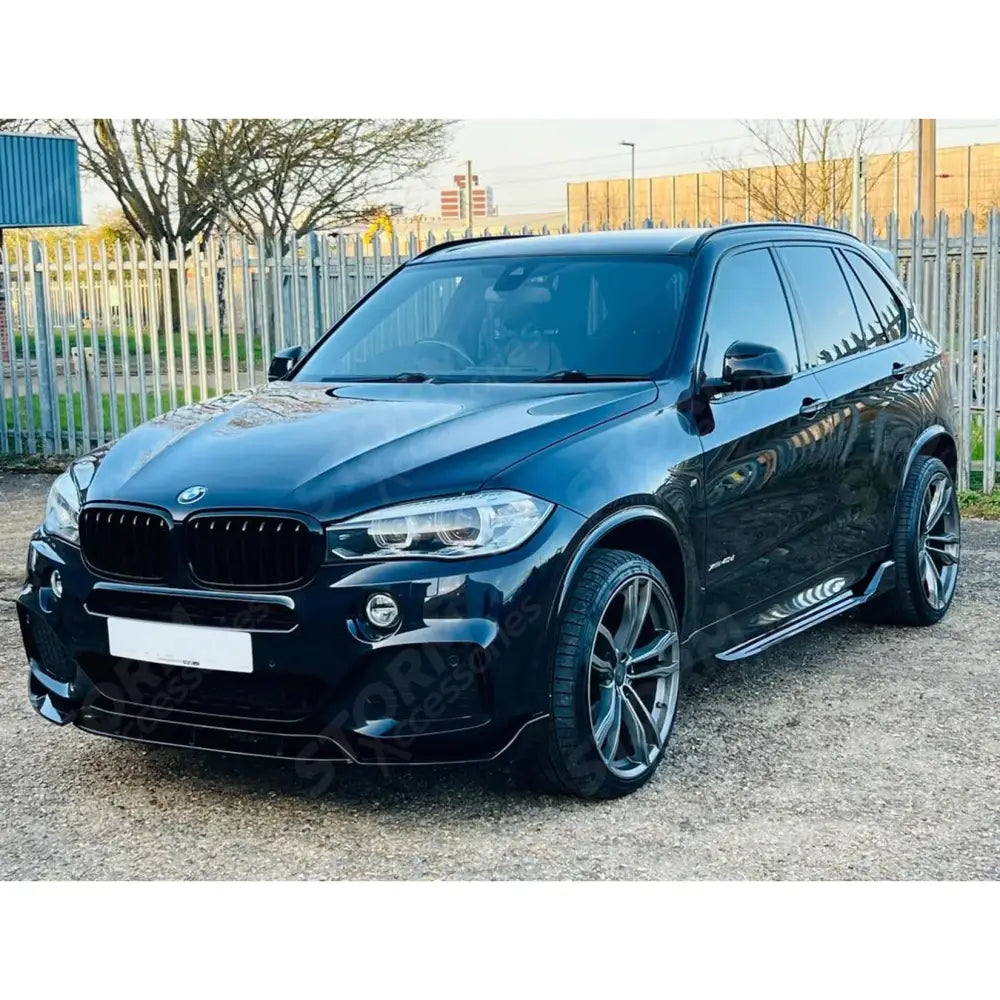 Front Grill Solid Slat In Gloss Black For Bmw X5 F15 2013-2018