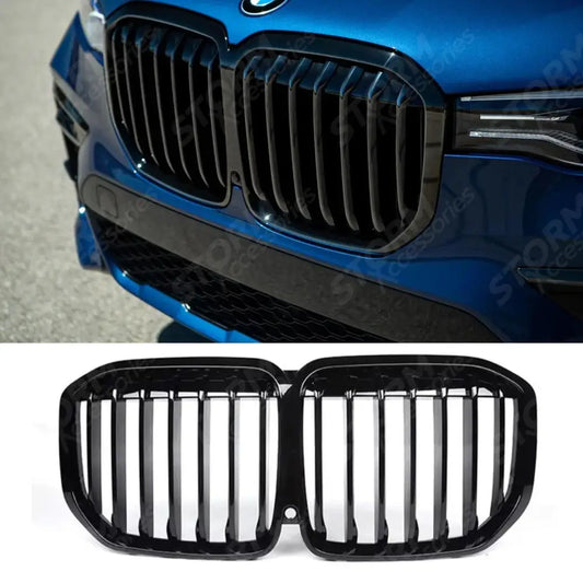 Front Grill Solid Slat Style Gloss Black For Bmw X7 G07 2018 On